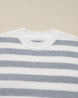 Stripe Ribbed Side-Button Drop Shoulder Sweater