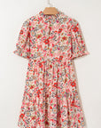 Floral Frilled Neck Mini Dress
