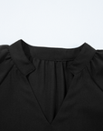 Bow Puff Sleeve V-Neck Blouse