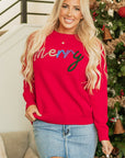 Reagan Tinsel Merry Letter Sweater