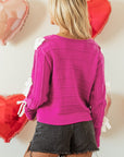 Bow Cut-Out Round Neck Sweater