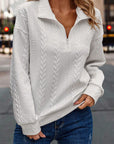 Phoenix Zip up Cable Textured Sweatshirt