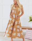 Laura Sleeveless Button up Wide Leg Loose Jumpsuit