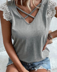 Lace Patchwork V-Neck Tank Top