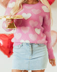 Pearled Heart Valentines Sweater