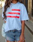 Flag Bow Crewneck Graphic Tee