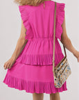 Zoe Pleated Layered Flutter Mini Dress