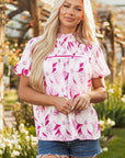 Etta Floral Frilled Collar Short Sleeve Blouse