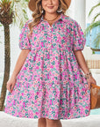 Mariana Plus Size Floral Puff Sleeve A-line Dress