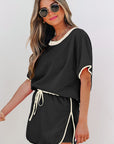 Colorblock Short Sleeve T-Shirt and Skort Set