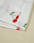 Cherry Frilled Collar 3/4 Sleeve Babydoll Blouse