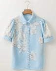 Floral Ric-Rac Puff Sleeve Shirt