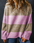 Renata Stripe Crew Neck Wide Sleeve Colorblock Sweater