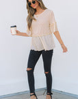 Oaklyn Textured Ruffled Short Sleeve Blouse