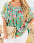 Plus Size Boho Puff Sleeve Blouse