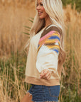 Logan Aztec Patchwork Raglan Pullover Sweatshirt