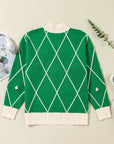 Diamond Pattern High Neck Sweater