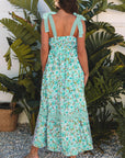 Ashlyn Floral Lace Tied Strap Empire Waist Maxi Dress