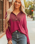River Waffle Hooded Long Sleeve Top
