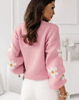 Mariah Floral Pattern Drop Shoulder Sweater