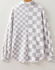 Checker Flap Pocket Button Front Shacket