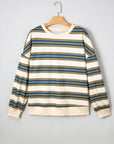 Stripe Crewneck Drop Shoulder Sweatshirt
