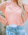 Ila Hollowed Eyelets Knit Bell Sleeve