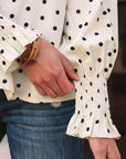 Catalina Polka Dot Lantern Sleeve Blouse