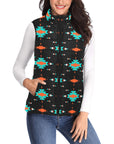 Turquoise Orange Aztec Women's Western Puffy Vest