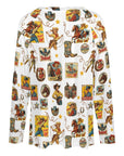 Baha Ranch Vintage Cowgirl Collage Western Print Long Sleeve Top