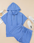 Karina Casual Zipped Short Sleeve Hoodie and Shorts Set