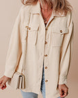 Solid Corduroy Button-Up Pocketed Shacket