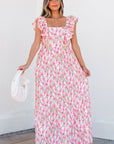 Angelica Floral Ruffled Strap Maxi Dress