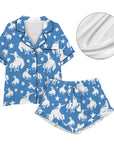 Blue Bronc Satin Ruffle Hem Pajama set