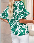 Floral Ruffle Short Sleeve Blouse