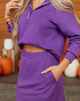 Solid Half Zip Pullover and Mini Skort Set