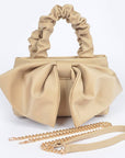 Nylon Top Handle Bag with Bow Front Clutch