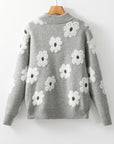Maria Floral Half Zip Drop Shoulder Sweater