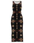 Black and Tan Aztec Bodycon Side Slit Western Maxi Dress
