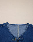 Wash Denim Straight Cut Pocketed Jacket