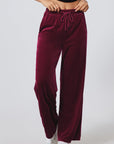Solid Drawstring Waist Wide Leg Pants