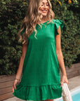 Claire Textured Flutter Sleeve Ruffled Mini Dress