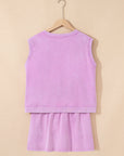 Aria 2 Pieces Mineral Wash Cotton Tank Top Lined Split Skirt Set