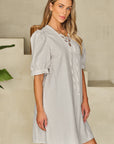 Carly Lace-up V Neck Bubble Sleeve Short Shift Dress