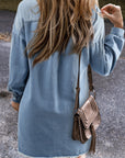Journee Medium Washed Denim Shirt Dress