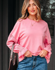 Brielle Lace Ruffled Sleeve Patchwork Loose Sweatshirt