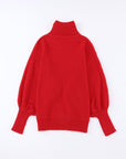 Christmas Merry Embroidered Puff Sleeve Turtleneck Sweater
