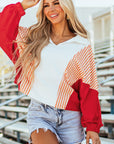 Autumn Striped Oversized Sweatshirt
