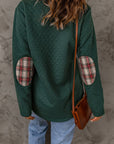 Zara Texture Plaid Trim Sweatshirt