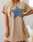 Luz Mineral Wash Star T-Shirt Dress